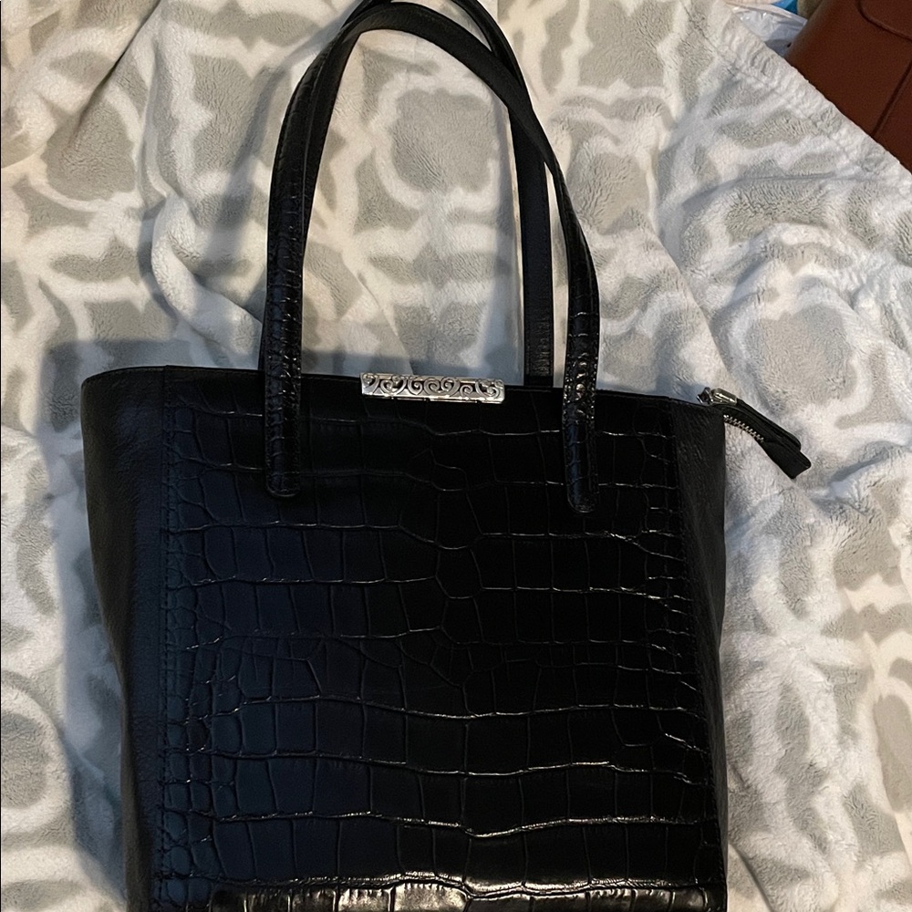 Brighton Elegant Black Croc Shoulder Bag